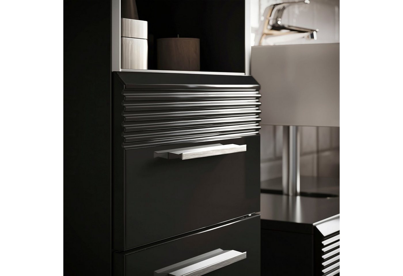 Home affaire Badmöbel-Set Malmö, 5 teilig, inklusive LED Beleuchtung, bestehend aus:, (Set, 5-St), Badmöbel, 5-tlg