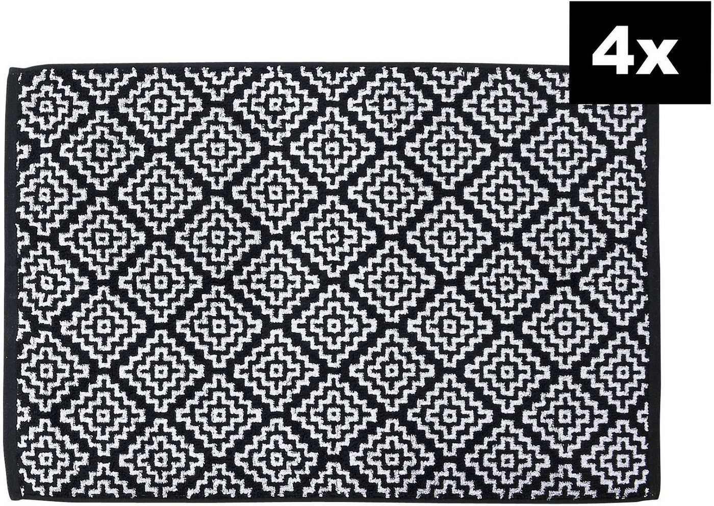 done.® Badematte DAILY SHAPES Boho 4er-Set, Höhe 5 mm, fußbodenheizungsgeeignet, Baumwolle, rechteckig, Badvorleger aus 100% Baumwolle, Jacquardgewebt