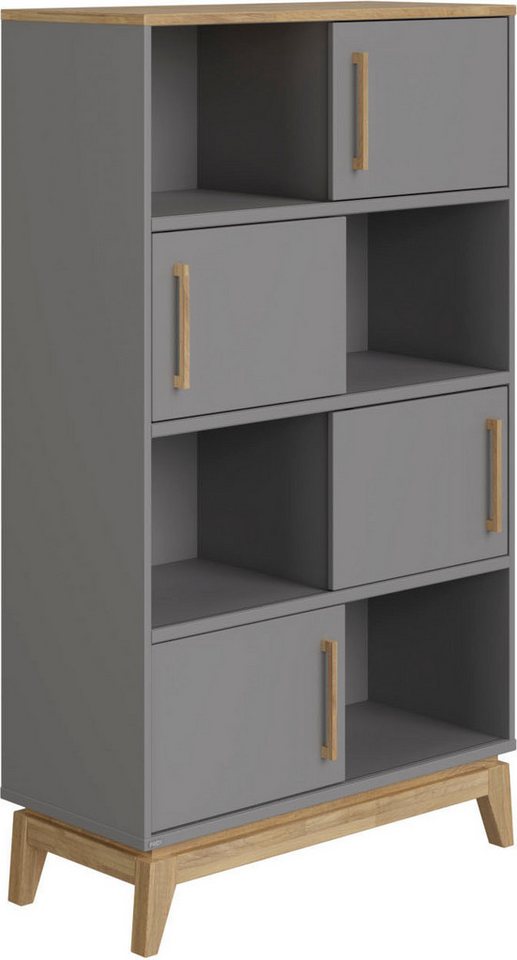 PAIDI Standregal STIENE in Beige oder Grau, 8 Fächer, 4 Schiebetüren mit Soft-Close, modernes und langlebiges Regal mit Massivholz, Highboard Bild 4