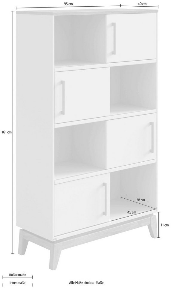 PAIDI Standregal STIENE in Beige oder Grau, 8 Fächer, 4 Schiebetüren mit Soft-Close, modernes und langlebiges Regal mit Massivholz, Highboard Bild 5
