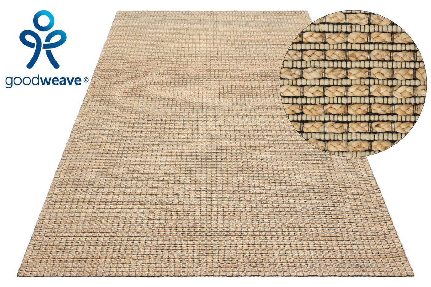OTTO home Teppich Jerron, Jute-Mix, Flechtoptik, rechteckig, Höhe: 15 mm, Scandi-Stil, Strukturgewebe, Wohnzimmer, Schlafzimmer, Esszimmer