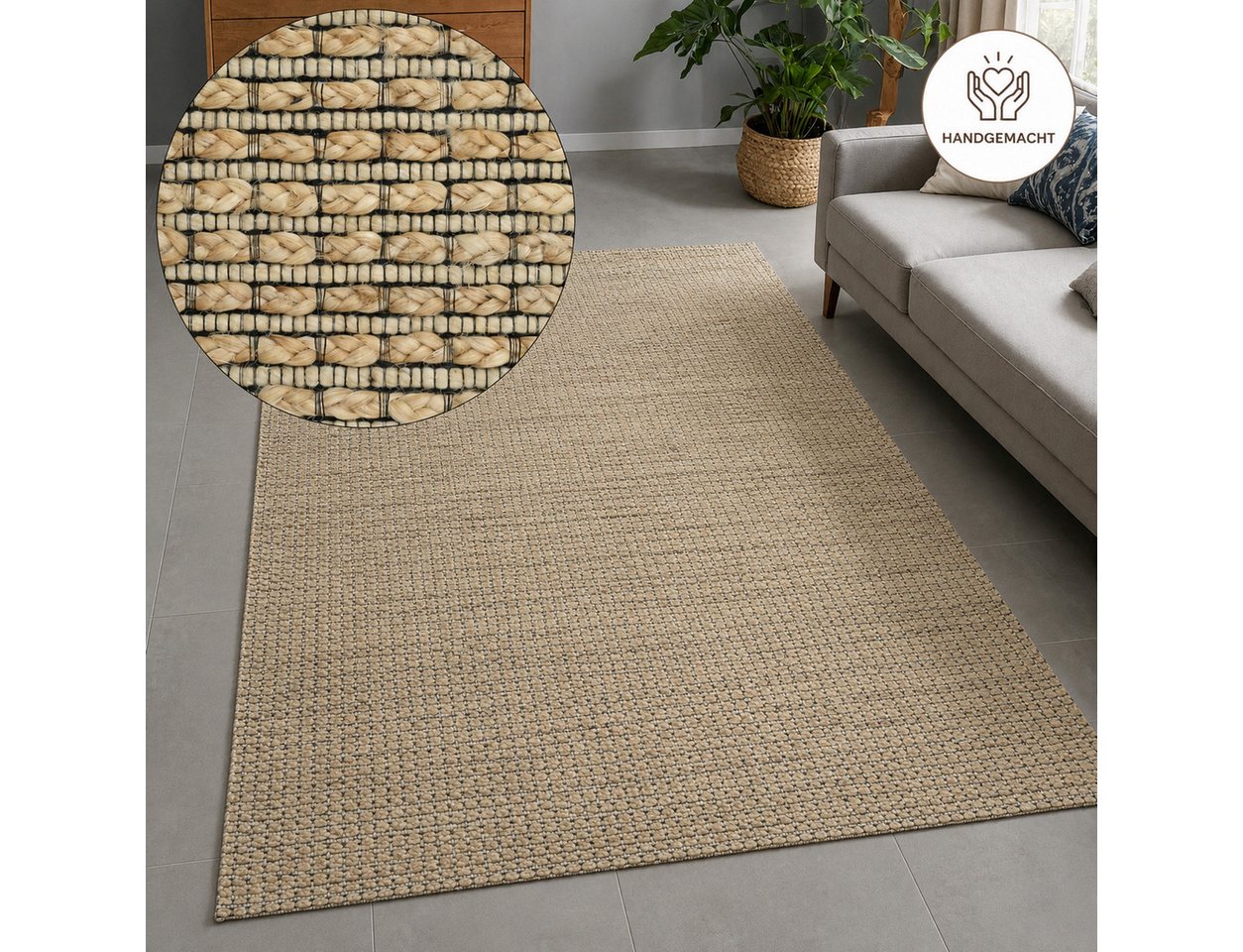OTTO home Teppich Jerron, Jute-Mix, Flechtoptik, rechteckig, Höhe: 15 mm, Scandi-Stil, Strukturgewebe, Wohnzimmer, Schlafzimmer, Esszimmer Bild 2