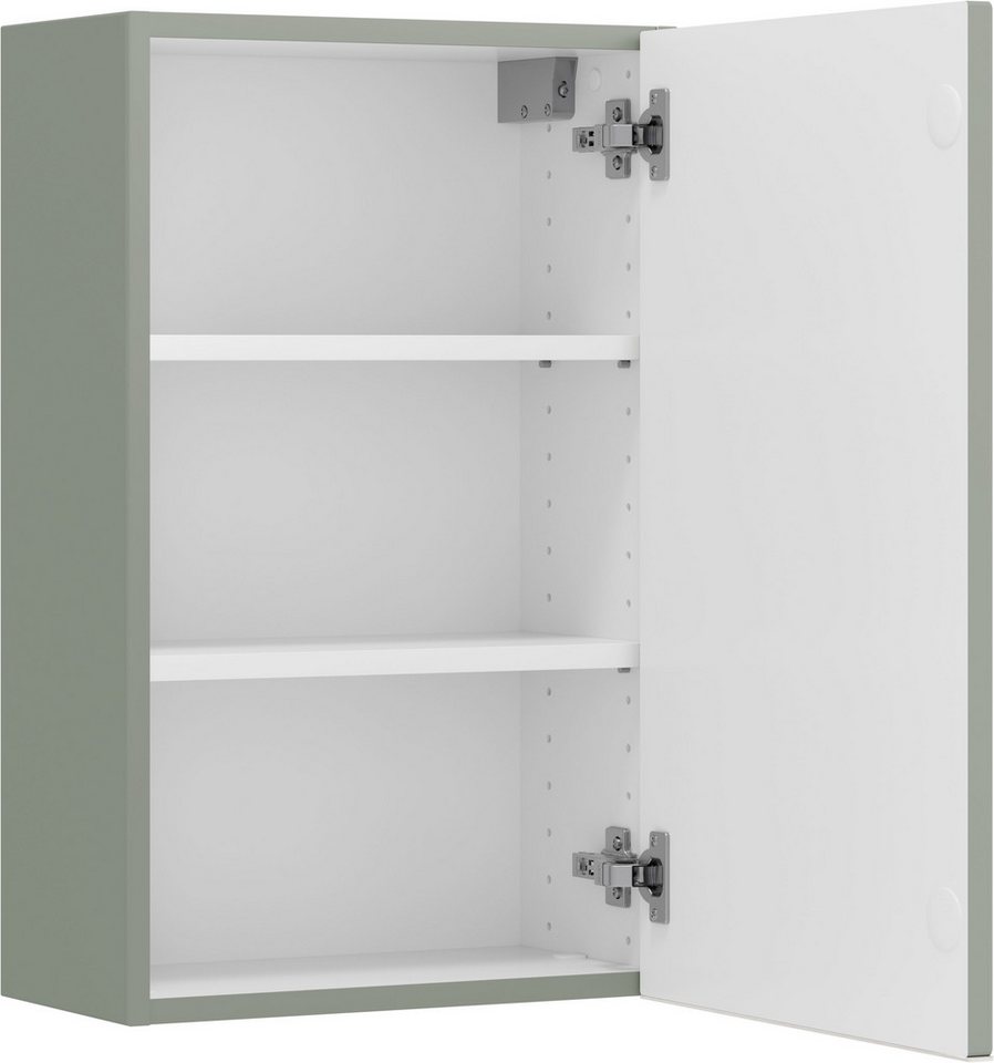 welltime Hängeschrank TRIENT, Hängeschrank 40 cm, gedämpfte Scharniere (Maße (B/H/T): ca. 40/64/20 cm) Schilfgrün, gedämpfte Tür, verstellbare Einlegeböden Bild 3