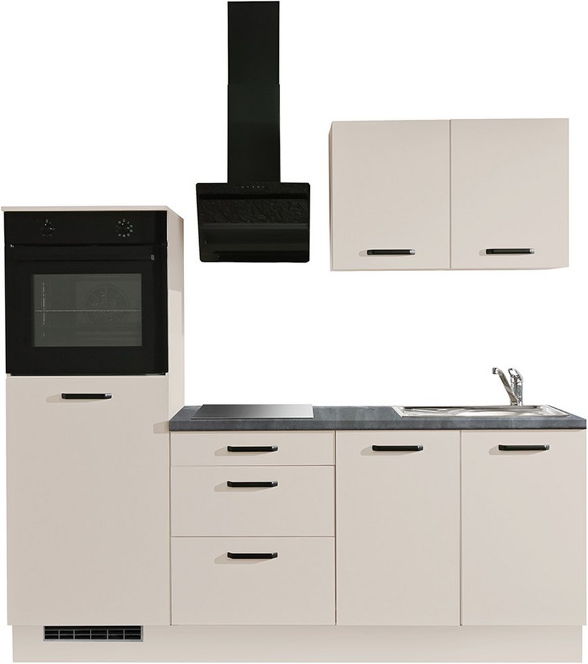 wiho Küchen Küchenzeile Compact: Kleines Format, große Ausstattung, optional mit E-Geräten, Variante mit Kühlschrank, Breite 210 cm Bild 2