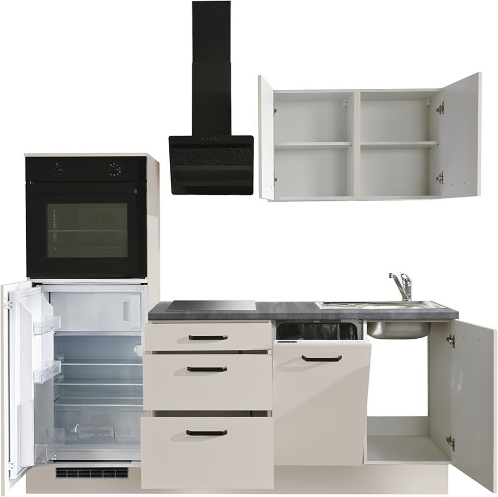 wiho Küchen Küchenzeile Compact: Kleines Format, große Ausstattung, optional mit E-Geräten, Variante mit Kühlschrank, Breite 210 cm Bild 4