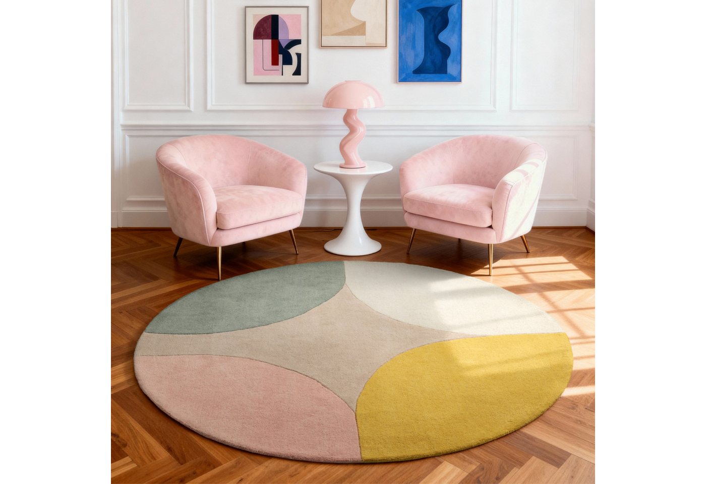 Ted Baker Wollteppich Cecil, rund, Höhe: 17 mm, Wolle, Naturteppich, Handgemacht, Wohnzimmer, Schlafzimmer, bunt Bild 3