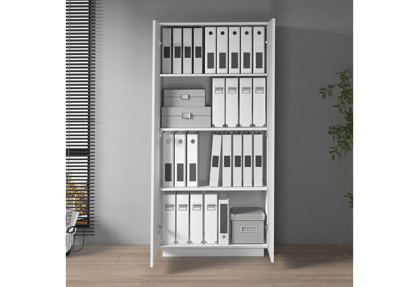 Home affaire Aktenschrank Vega, Mehrzweckschrank, Büroschrank, mit 2 Türen & verstellbaren Einlegeböden, Höhe 166 cm, Made in Italy Bild 5