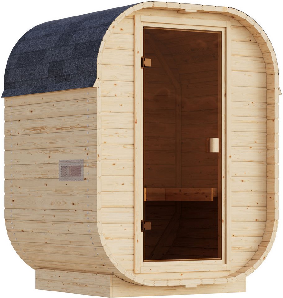 KONIFERA Fasssauna Cube Mini, BxTxH: 158 x 140 x 205 cm, 38 mm, (Spar-Set) verschiedene Varianten Bild 5