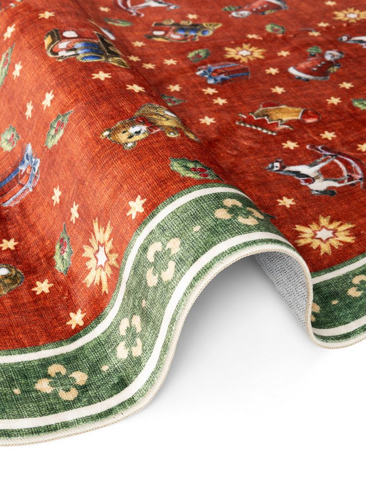 Villeroy & Boch Teppich Toy's Delight Nostalgic Noel, rund, Höhe: 3 mm, Weihnachten, Toys Delight, Wohnzimmer, Waschbar, Baumrock, Christmas Bild 3