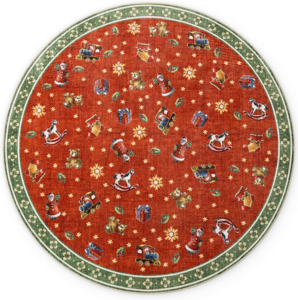 Villeroy & Boch Teppich Toy's Delight Nostalgic Noel, rund, Höhe: 3 mm, Weihnachten, Toys Delight, Wohnzimmer, Waschbar, Baumrock, Christmas Bild 5