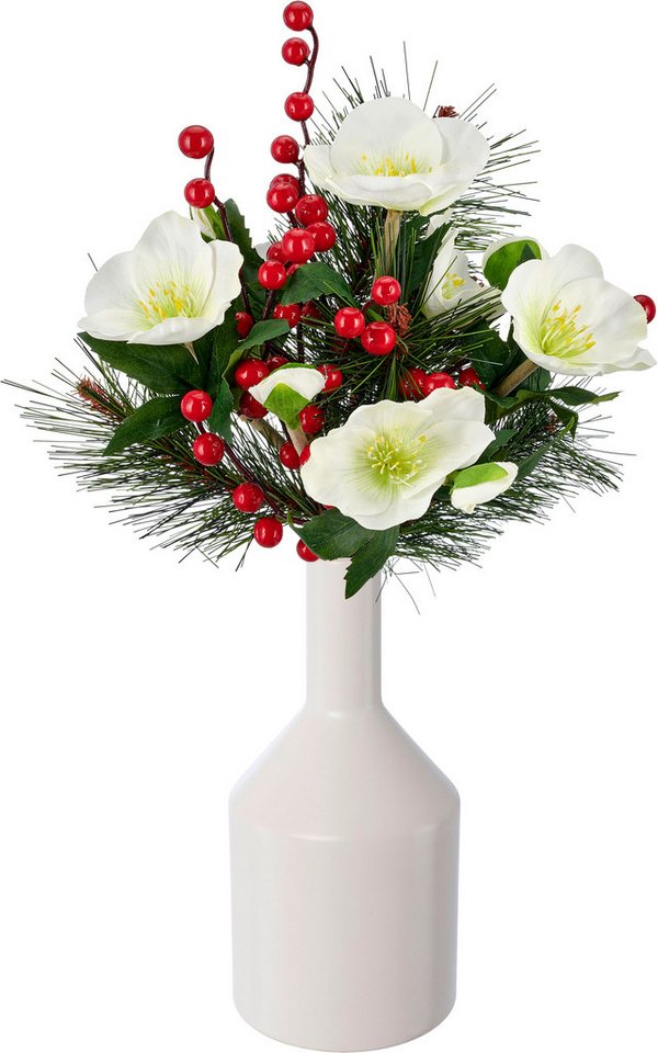 Winterliche Kunstpflanze Strauß mit Christrosen, OTTO home, Höhe 45 cm, mit naturgetreuen Blüten