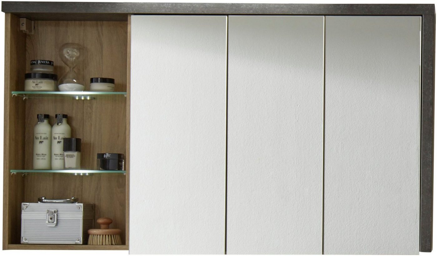 welltime Spiegelschrank Bilbao Badezimmerschrank mit 2 Glasböden und 9 Fächern - (B/T/H) 123/18/71 cm Bild 2