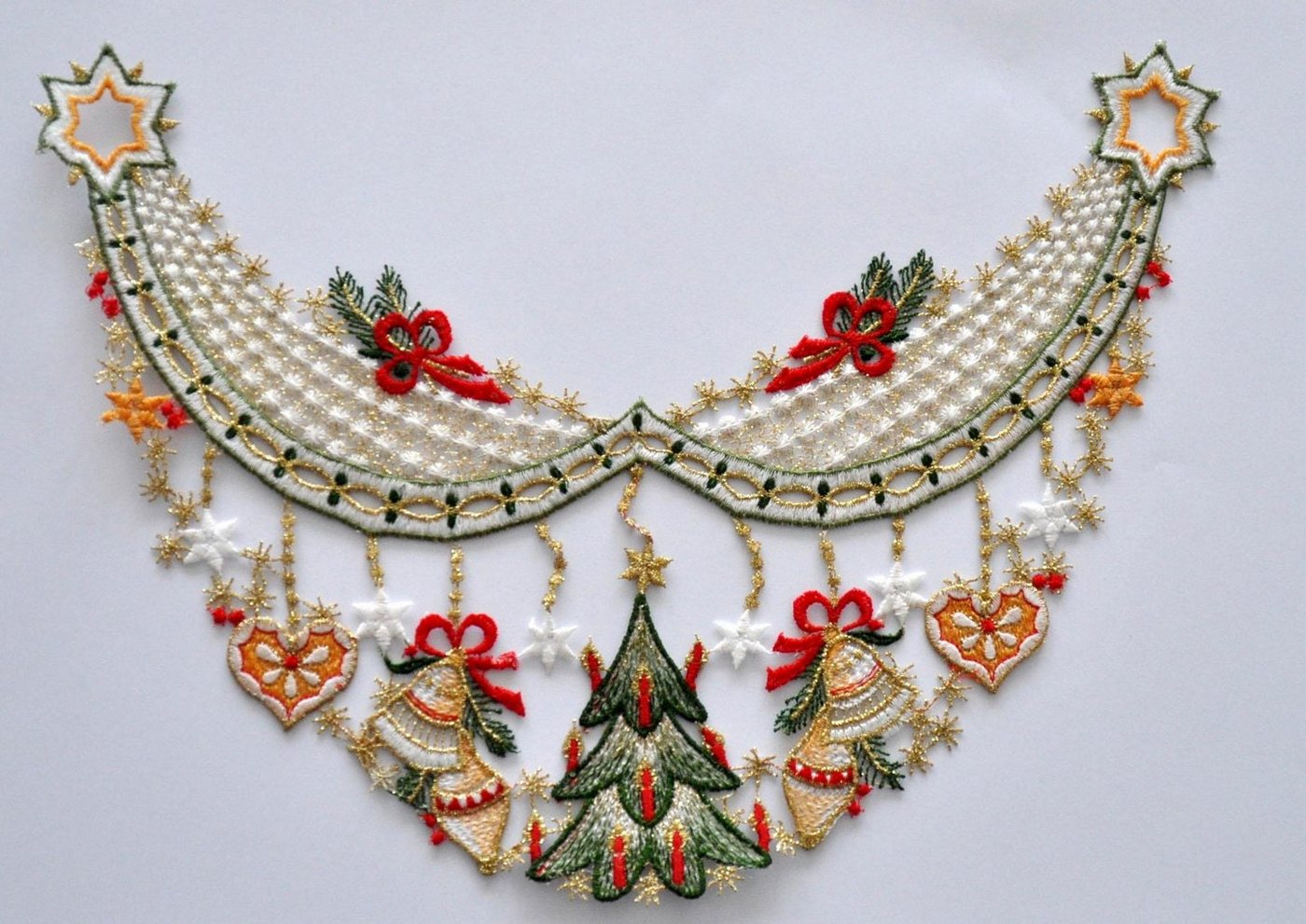Stickereien Plauen Fensterbild Weihnachtsgirlande Bild 2