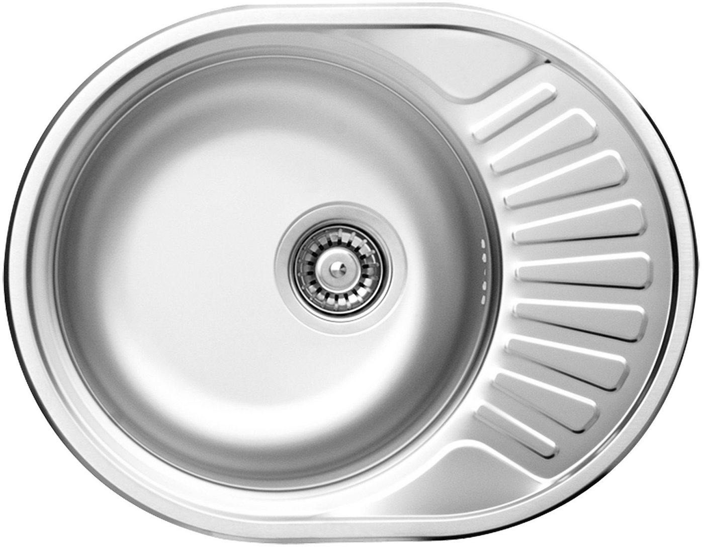Faizee Möbel Edelstahlspüle Design Edelstahleinbauspüle 57 cm inkl. Zubehör-set, rund, 60/50.5 cm