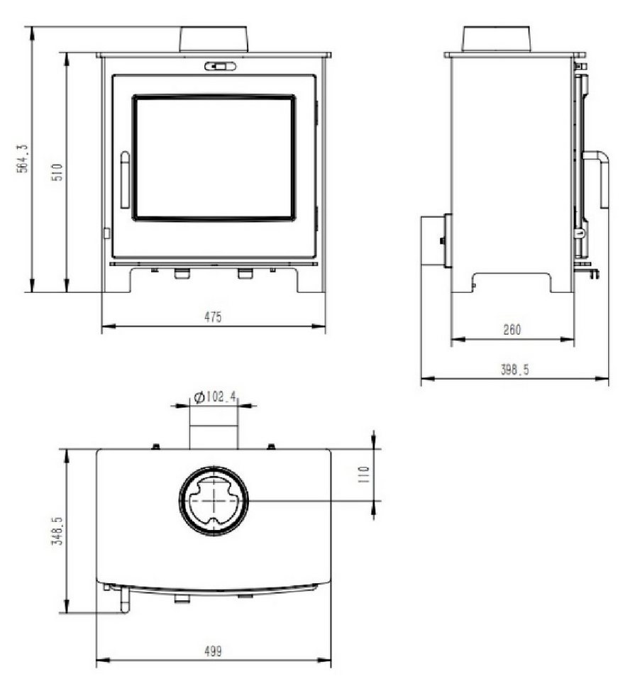 ECOfoxx Kaminofen K05 - kleiner Ofen - Holz&Kohle - ext. Zuluft, 6,20 kW Bild 4