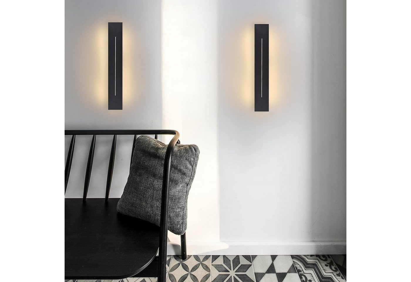Nettlife LED Wandleuchte 30/60/100cm Schwarz/Weiß 8/20/30W schlanke Modern Flurlampe, LED fest integriert, Warmweiß, für Treppenhaus Schlafzimmer Flur Wohnzimmer Kinderzimmer