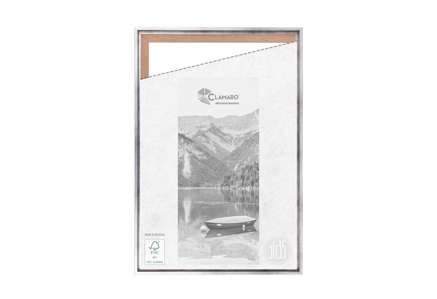 Clamaro Bilderrahmen Schattenfugen Silber Gebürstet, ohne Glas Bild 3