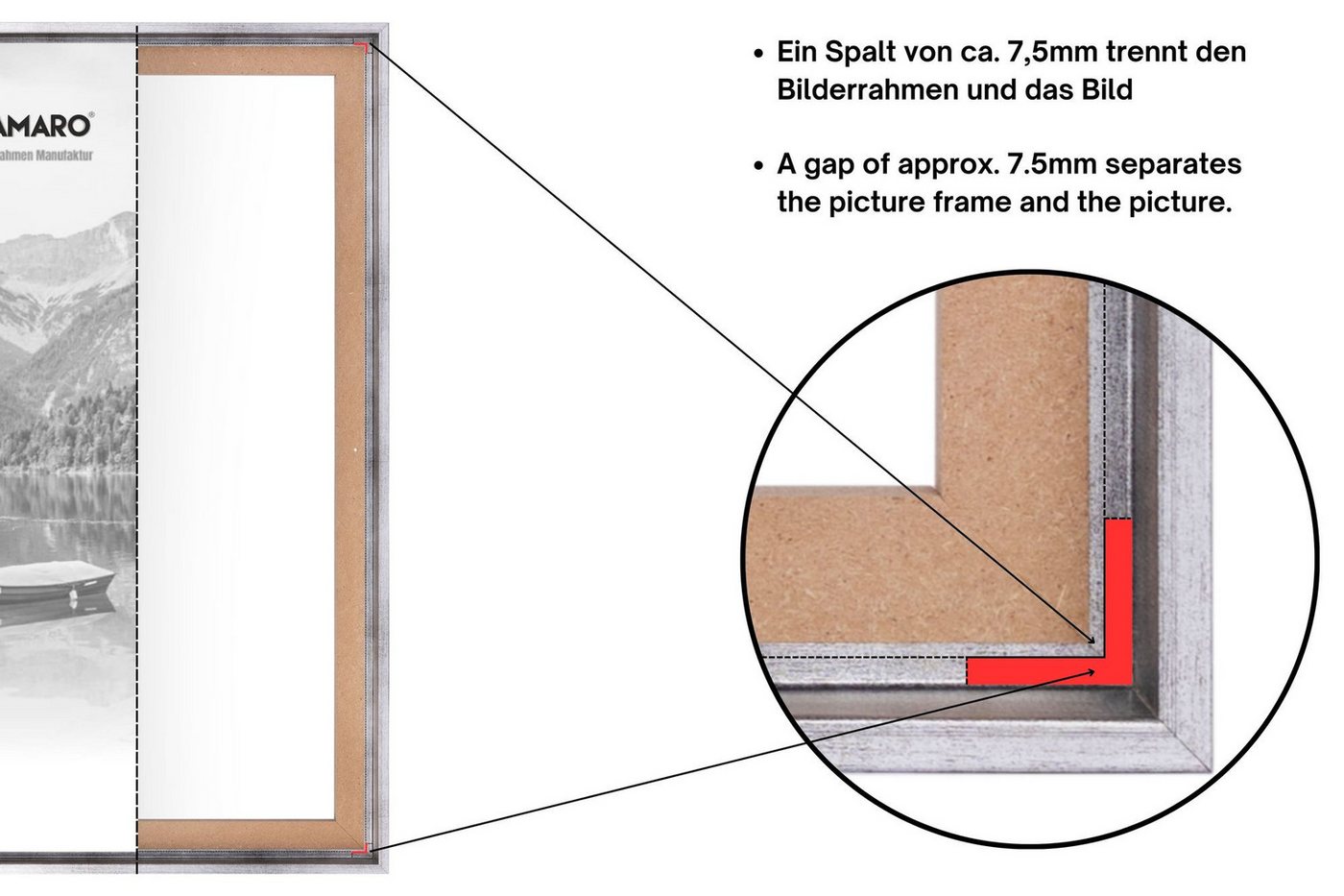 Clamaro Bilderrahmen Schattenfugen Silber Gebürstet, ohne Glas Bild 5