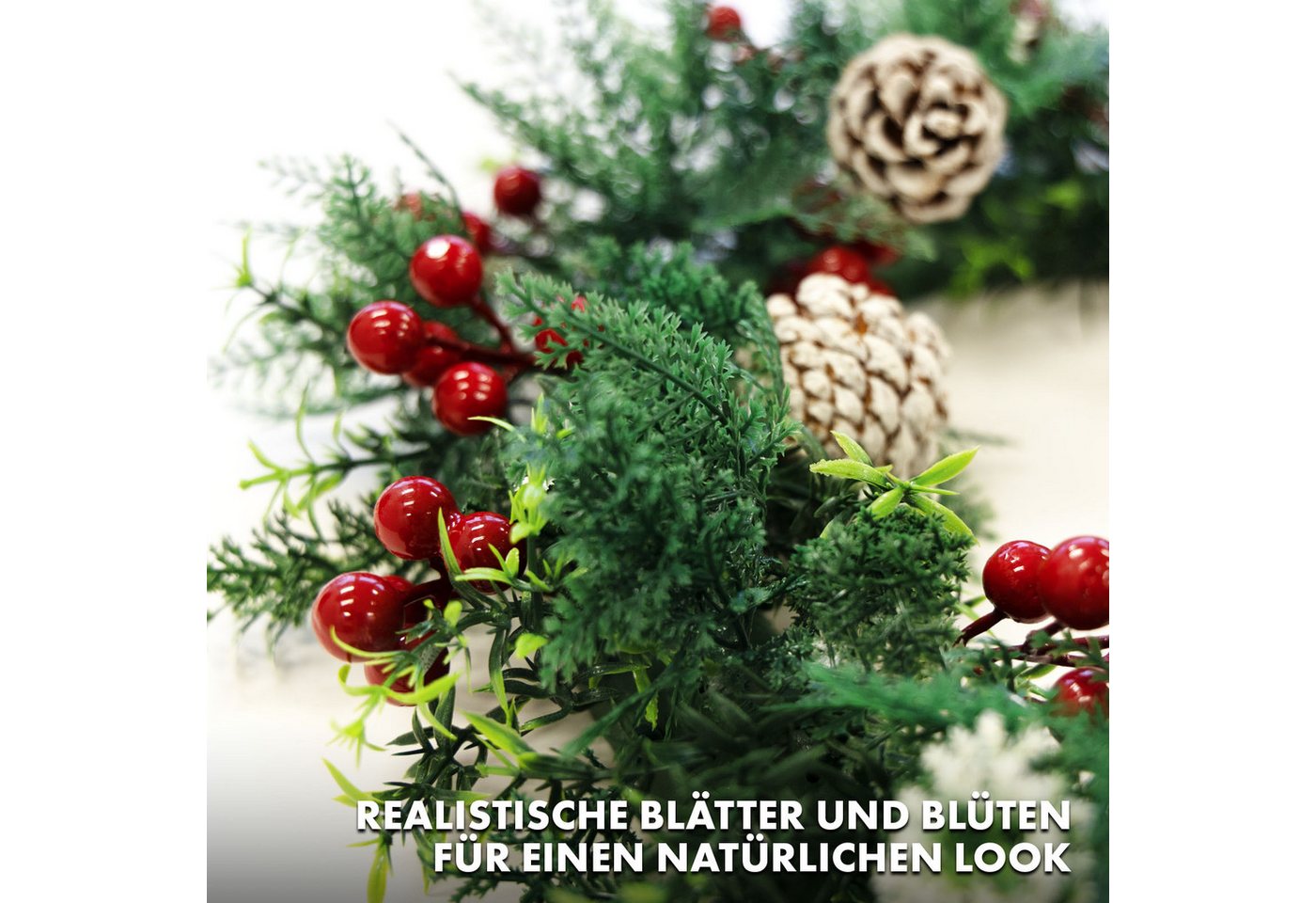 Karat Dekokranz Weihnachtskranz Pinecone, Wetterbeständig und wiederverwendbar, Dekorativer Kranz für Tür und Wand Bild 2