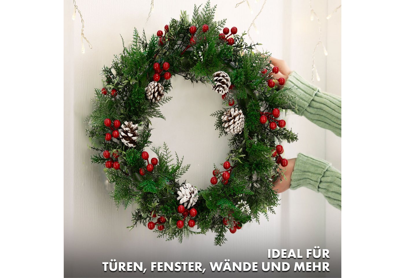 Karat Dekokranz Weihnachtskranz Pinecone, Wetterbeständig und wiederverwendbar, Dekorativer Kranz für Tür und Wand Bild 3