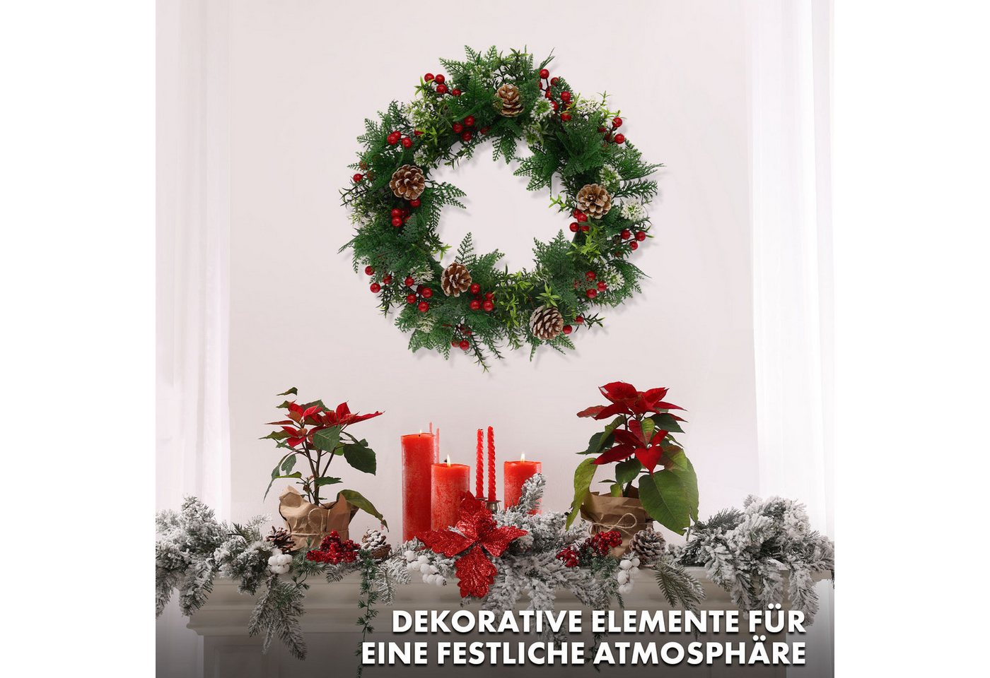 Karat Dekokranz Weihnachtskranz Pinecone, Wetterbeständig und wiederverwendbar, Dekorativer Kranz für Tür und Wand Bild 4