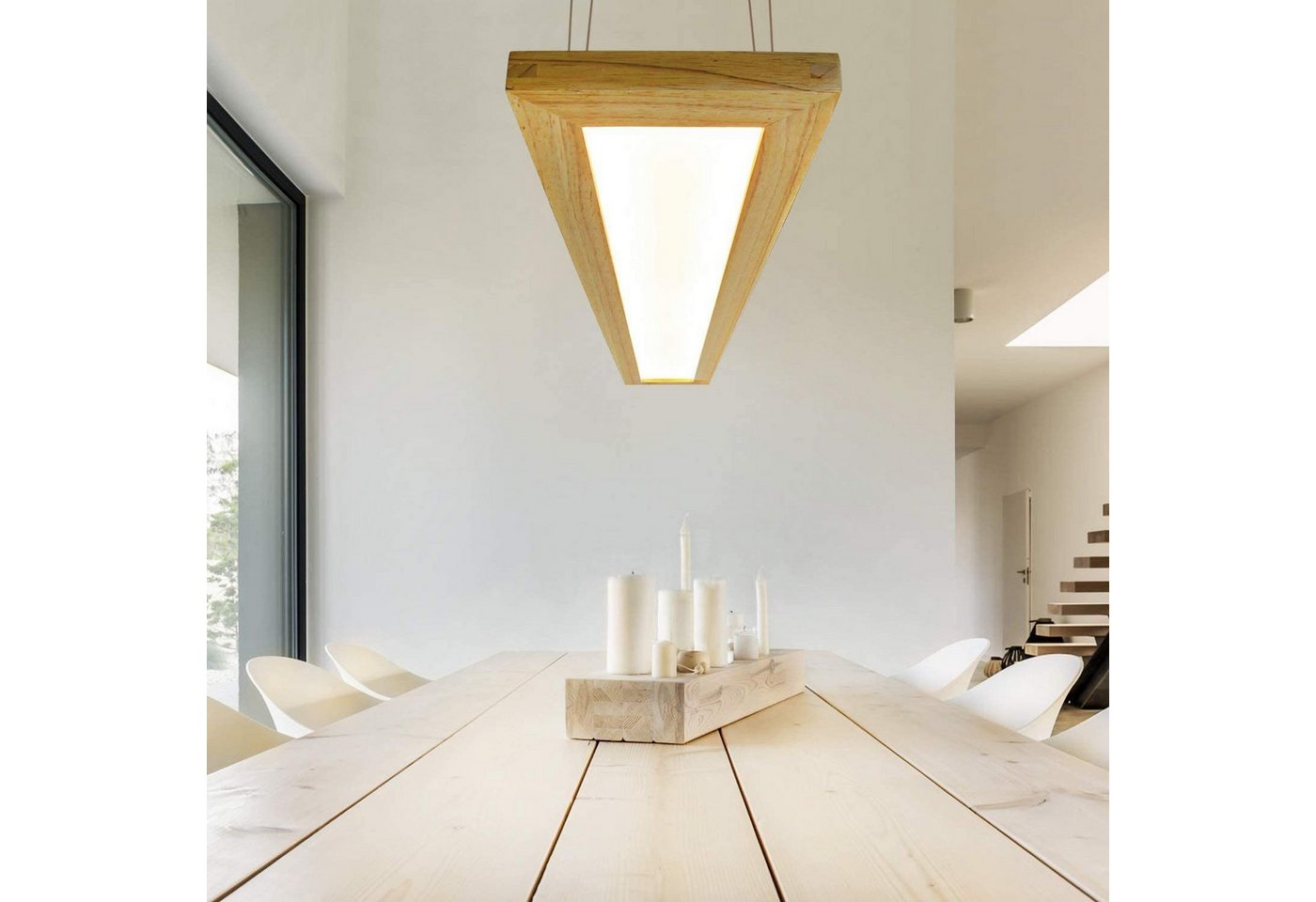 Nettlife Hängeleuchte 150cm aus Massivholz Industrielle Wohnzimmer Pendelleuchte, LED fest integriert, Warmweiß Neutralweiß Kaltweiß