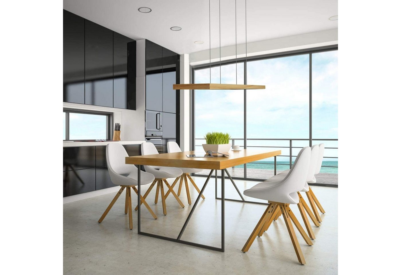 Nettlife Hängeleuchte 150cm aus Massivholz Industrielle Wohnzimmer Pendelleuchte, LED fest integriert, Warmweiß Neutralweiß Kaltweiß Bild 2