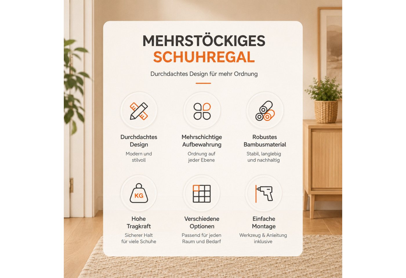 Jumpeak Schuhregal Schuhregal,Schuhablage,Faltregal,Organizer,Aufbewahrung, Schuhregal klein,Schuhregal 2 ebenen,Mini schuhregal,Bambus,Dreifarbig Bild 4