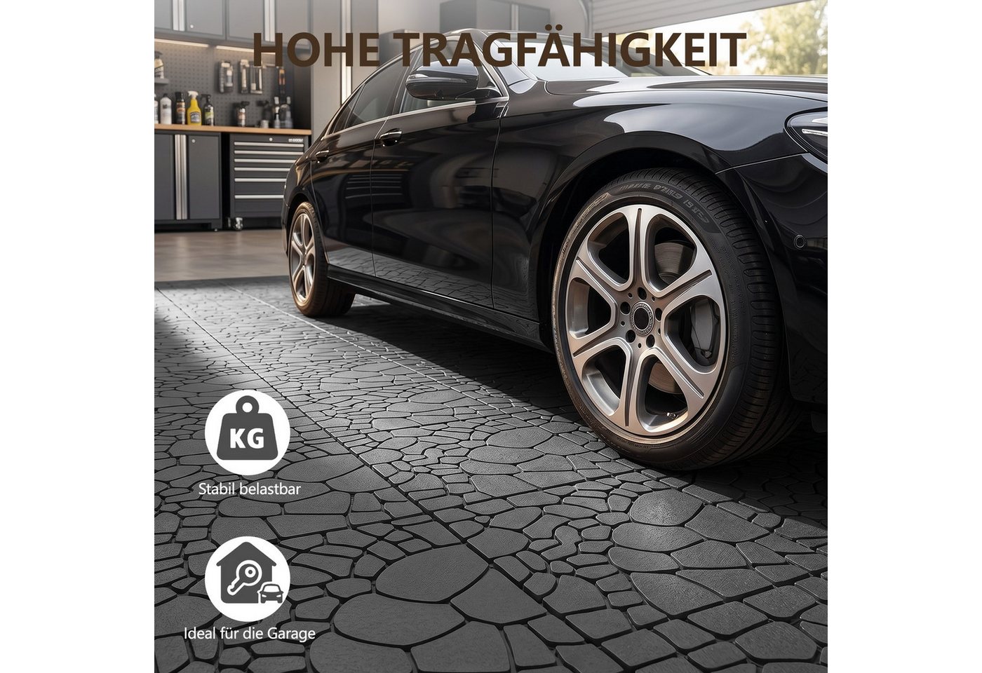 PFCTART Terrassendielen Terrassenfliesen Klicksystem – Kunststoff-Bodenfliesen 30,5 × 30,5 cm, 4 m², BxL: je 30.5x30.5 cm, 20 mm Stärke, (Set, 44-St., Für Terrasse, Balkon, Garten, Wege & Innenbereich), Werkzeuglos verlegbar, rutschfest & wasserbeständig mit Entwässerung Bild 4