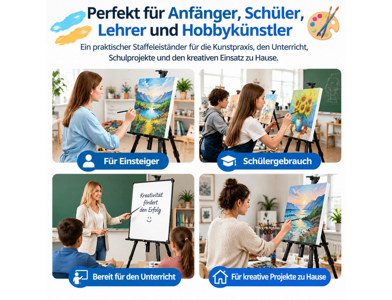 Toomoke Staffelei Leinwandstaffelei, Malständer für Künstler und Hobby, Präsentationsständer für Leinwand, Poster, Bilder und Ausstellungen Bild 2