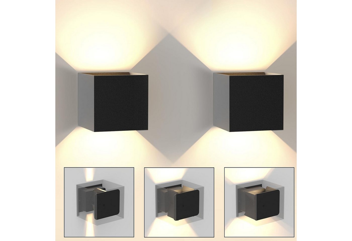ZMH LED Wandleuchte Wandlampe Schwarz - Modern Außenwandleuchte Schlafzimmer, 3000k, IP65 Wandleuchte Garten Bild 2