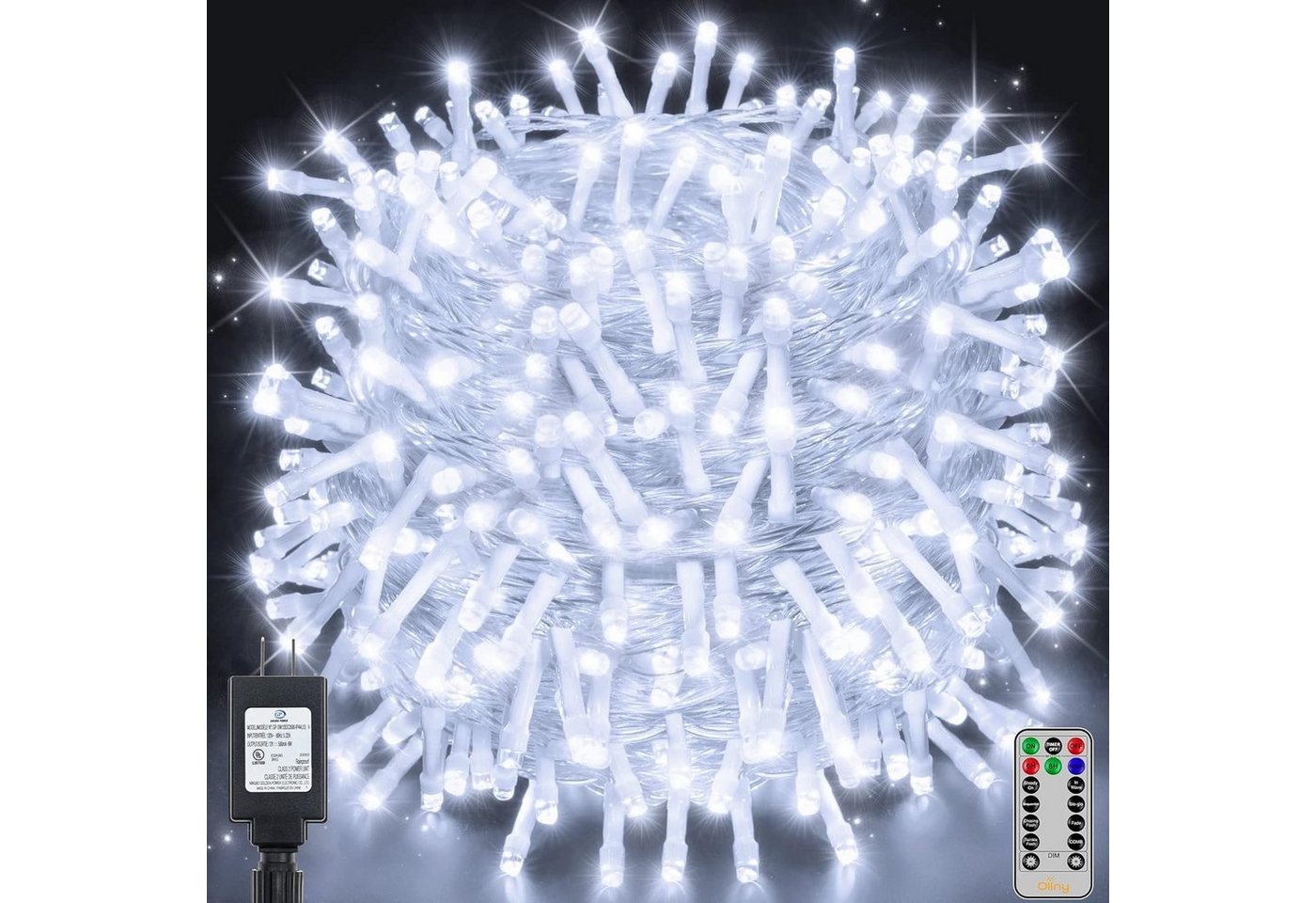 Ollny LED-Lichterkette, 600-flammig, 60m LED vielseitige Beleuchtung, 8 Modi, 4 Helligkeitsstufen.
