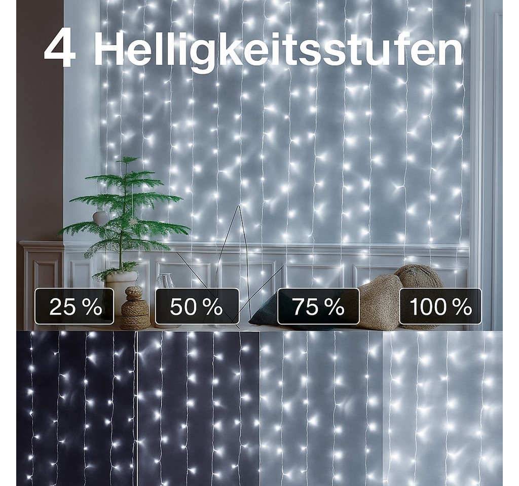 Ollny LED-Lichterkette, 600-flammig, 60m LED vielseitige Beleuchtung, 8 Modi, 4 Helligkeitsstufen. Bild 2
