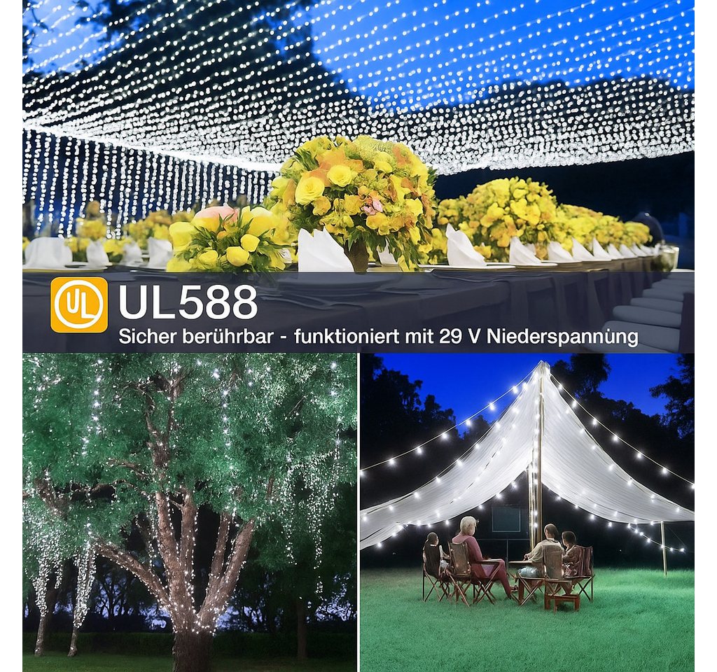Ollny LED-Lichterkette, 600-flammig, 60m LED vielseitige Beleuchtung, 8 Modi, 4 Helligkeitsstufen. Bild 5