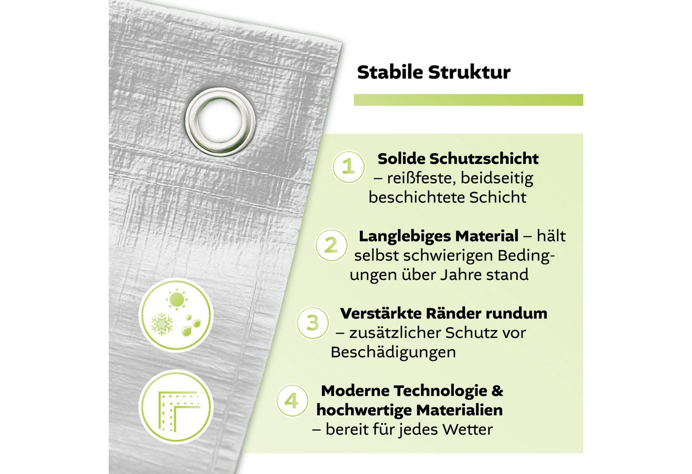 GF Schutzplane Abdeckplane Top Line 260g/m² Gewebeplane aus PE extrem reißfest &, 2m x 3m Größen, Gartenplane reißfest & wasserdicht, Plane UV Schutz Bild 5