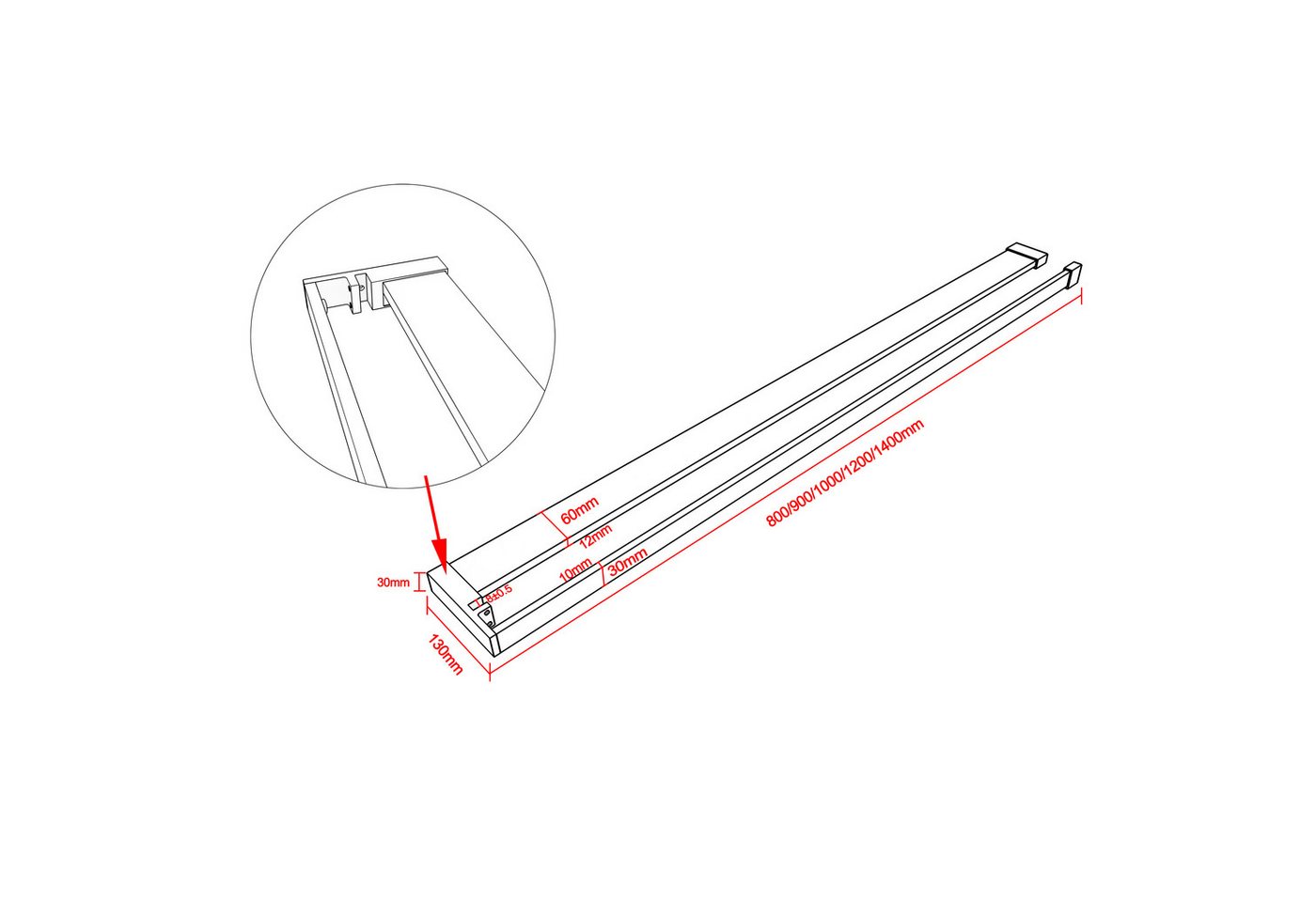 duschspa Walk-in-Dusche 8mm Nano Sicherheitsglas Ablage Schwarzer Rahmen 200cm Duschwand, Einscheibensicherheitsglas, (Set), 8mm Nano ESG, Höhe 200cm Bild 3