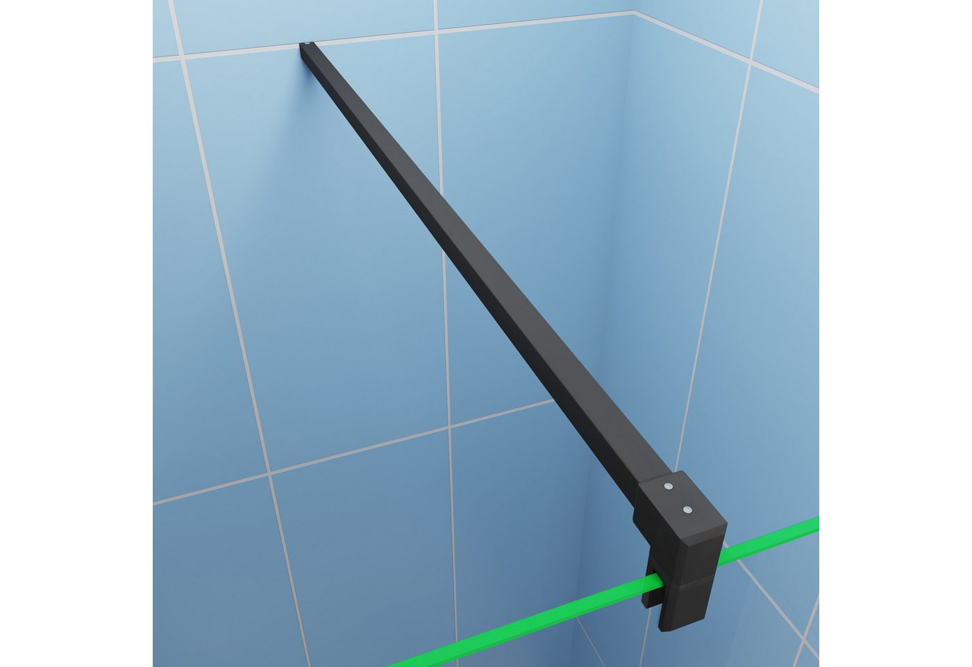 duschspa Walk-in-Dusche 8mm Nano Sicherheitsglas Ablage Schwarzer Rahmen 200cm Duschwand, Einscheibensicherheitsglas, (Set), 8mm Nano ESG, Höhe 200cm Bild 4