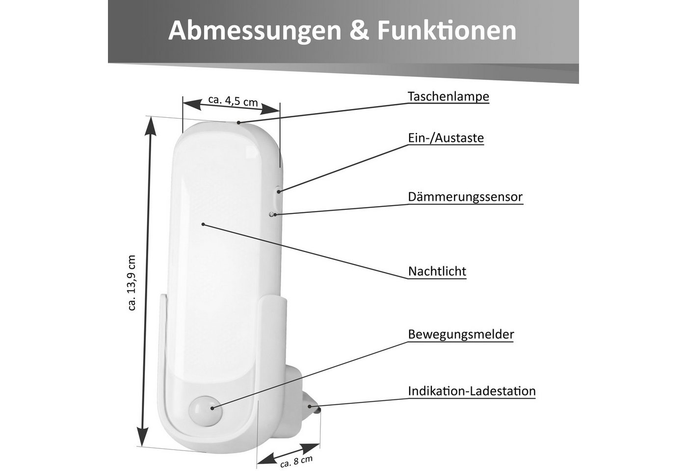 Northpoint LED Nachtlicht LED Orientierungsleuchte Induktionsladung & Notlicht Bild 2