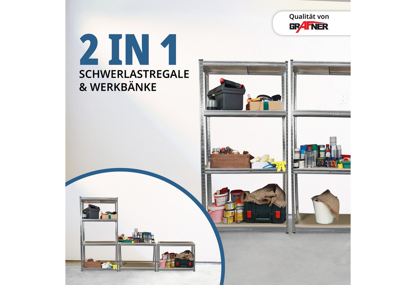 Grafner Schwerlastregal Schwerlastregal Lagerregal 2er Set Regal 10 Böden Bild 3