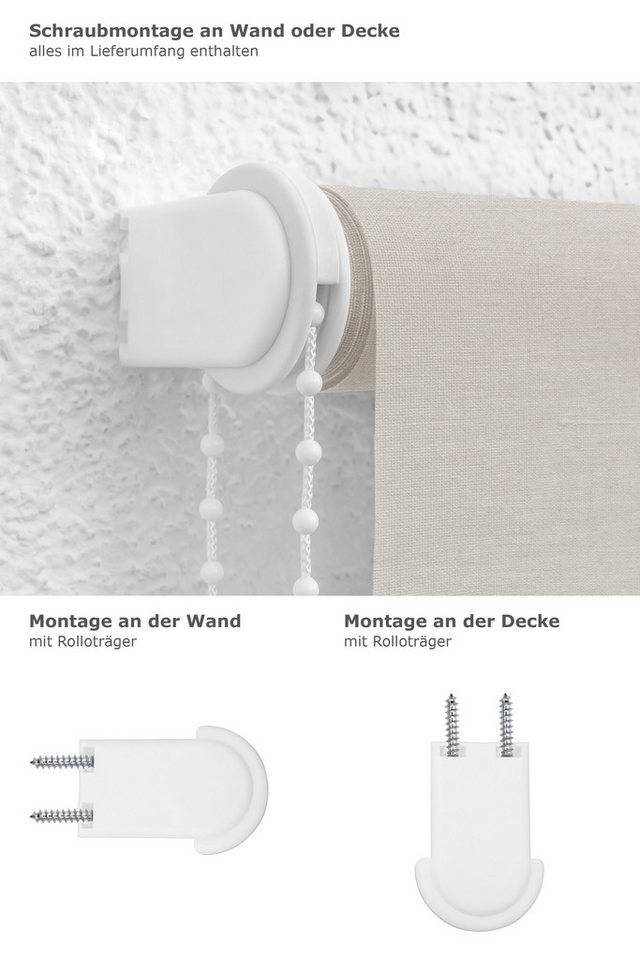 Rollo Basisrollo Struktur Tageslicht Graubeig, LYSEL®, blickdicht, HxB 175x62cm Bild 3