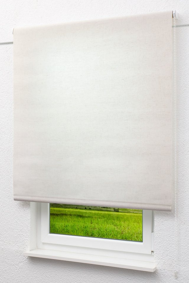 Rollo Basisrollo Struktur Tageslicht Graubeig, LYSEL®, blickdicht, HxB 175x62cm Bild 4