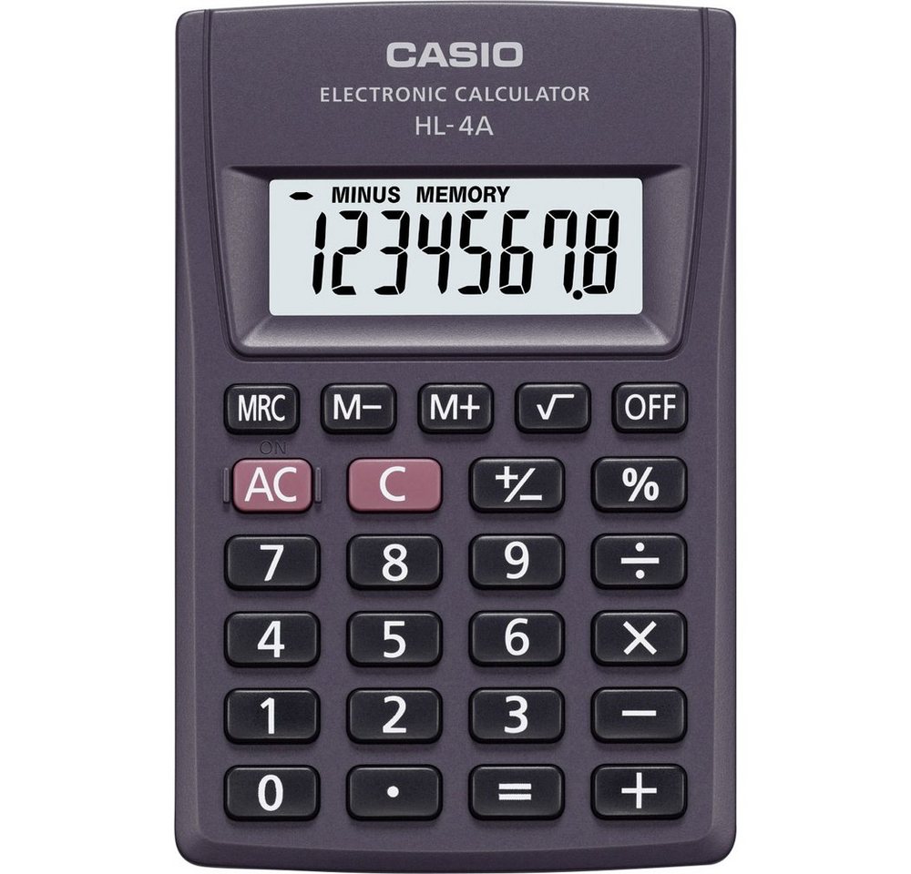 CASIO Taschenrechner Casio HL-4A Taschenrechner Anthrazit Display (Stellen): 8 batteriebet