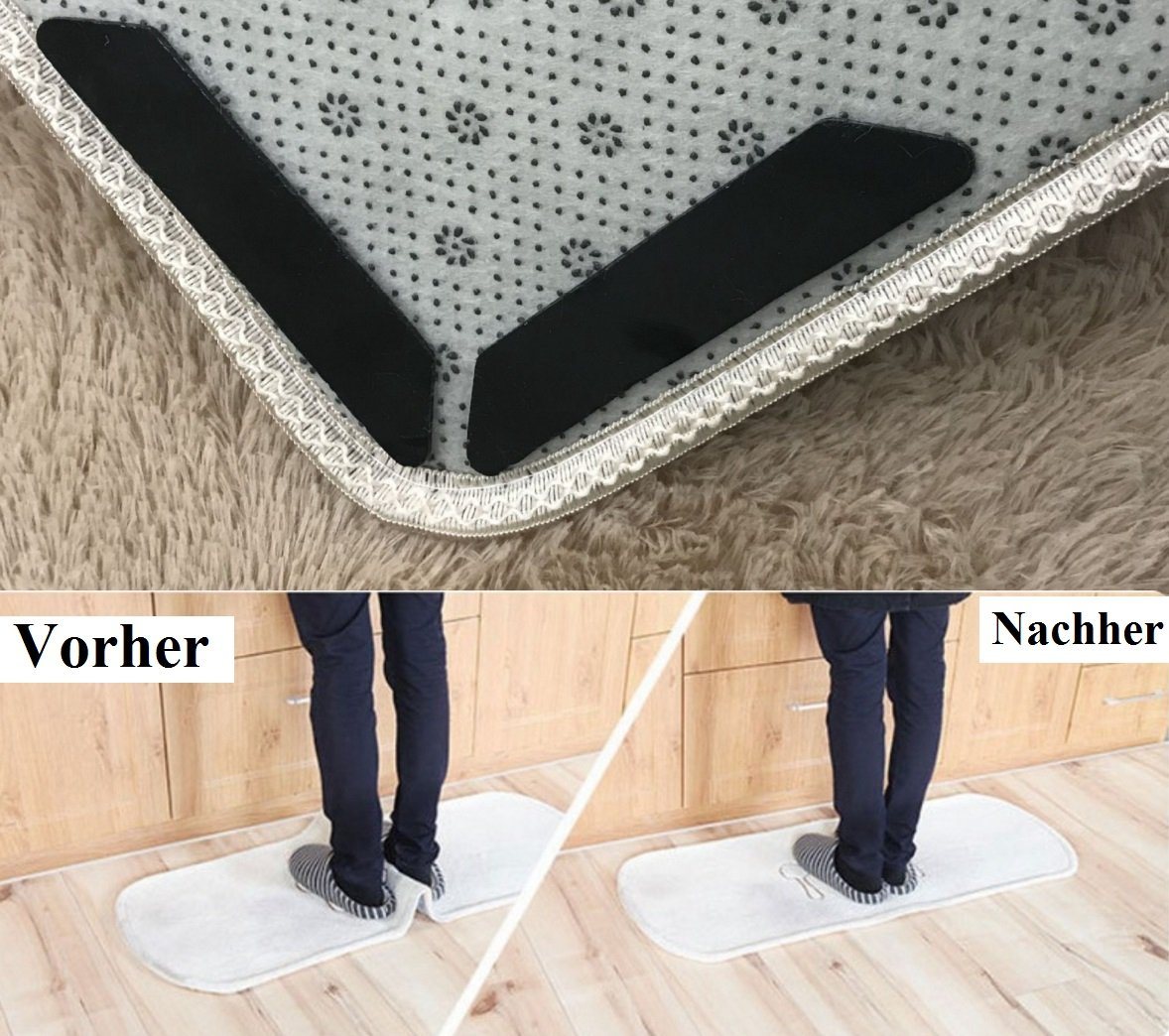 BAYLI Antirutsch Teppichunterlage 16-teiliges Set Teppich Greifer anti-rutsch mit Klebestreifen, wieder Bild 2