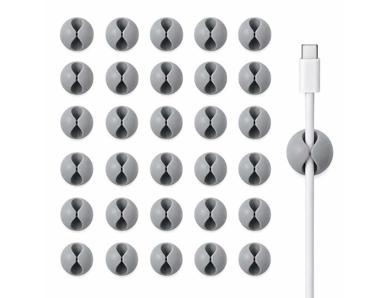 BAYLI Kabelbinder 30er Set Kabelklemmen Selbstklebend Grau Kabelhalter Kabelclips Kabelf Bild 3