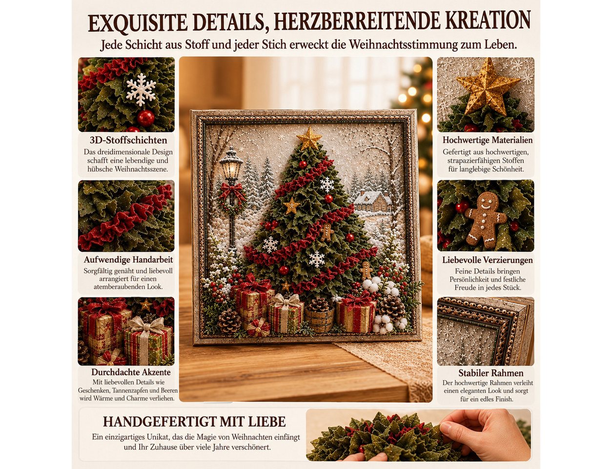 CLTYQ Kreativset 3D-Weihnachts-Bastel-Kreativset zum Punch Needle, Weihnachtsdekoration für erwachsene Anfänger Bild 2