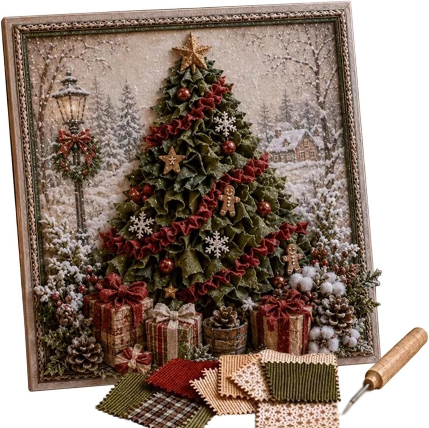 CLTYQ Kreativset 3D-Weihnachts-Bastel-Kreativset zum Punch Needle, Weihnachtsdekoration für erwachsene Anfänger Bild 3