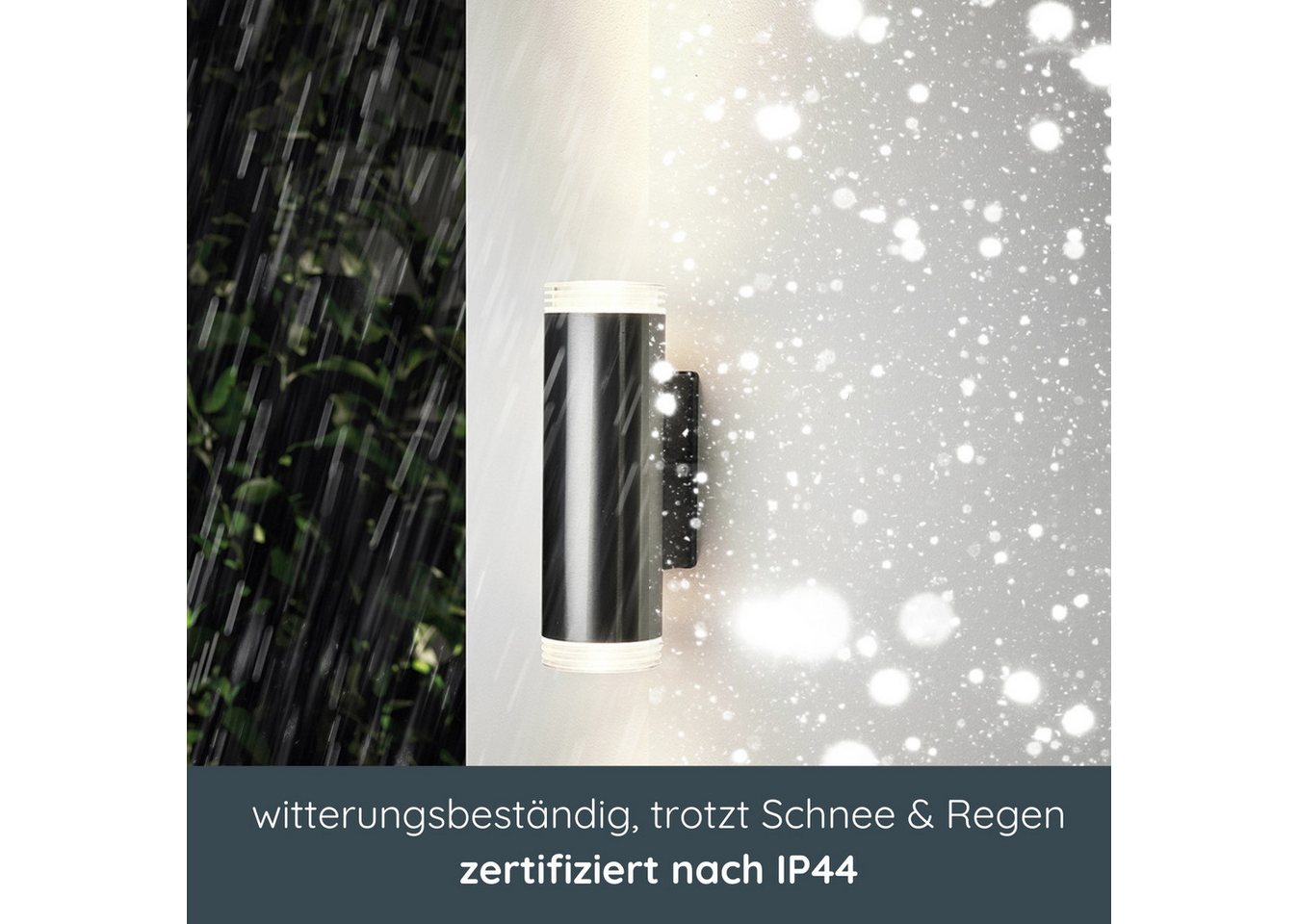 MeLiTec Wandleuchte LED Wand-Außenleuchte 145 & 145-1, schwarz matt oder silber, Up and Down Leuchte für innen und außen, IP44, moderne LED-Wandlampe