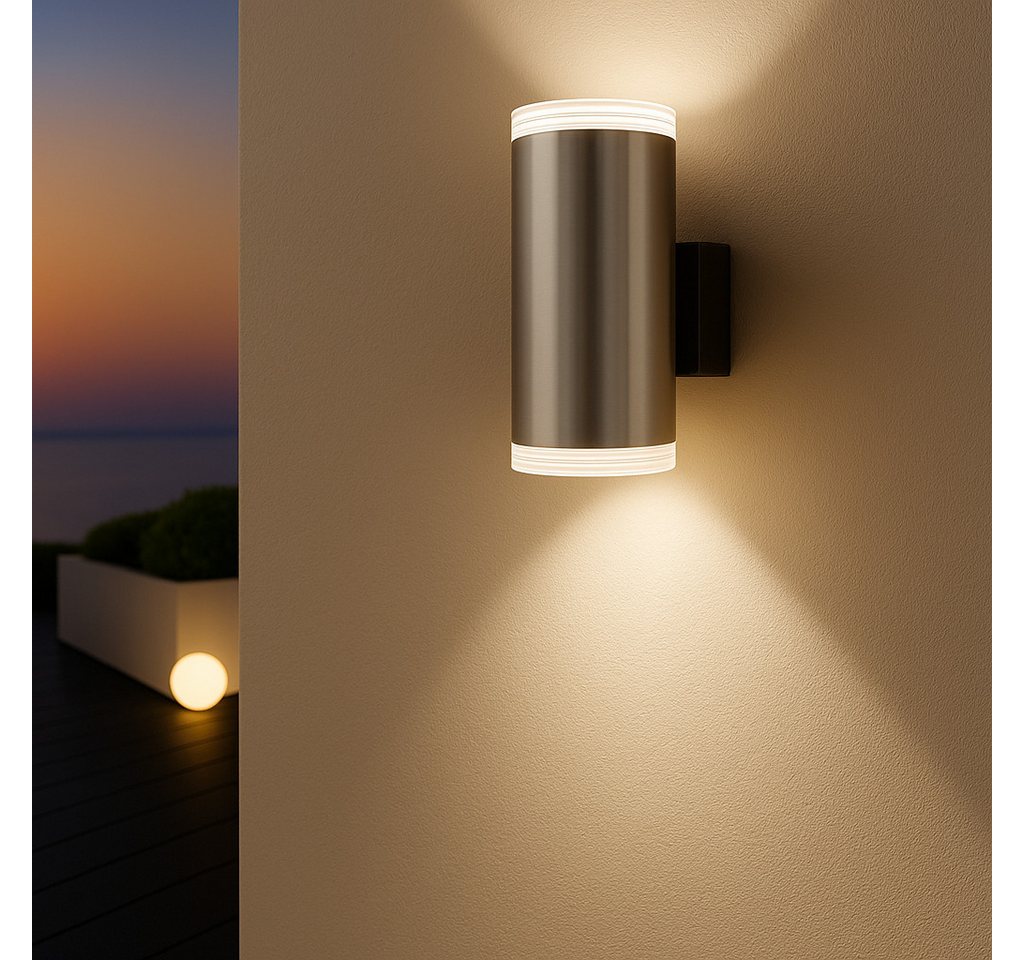 MeLiTec Wandleuchte LED Wand-Außenleuchte 145 & 145-1, schwarz matt oder silber, Up and Down Leuchte für innen und außen, IP44, moderne LED-Wandlampe Bild 3