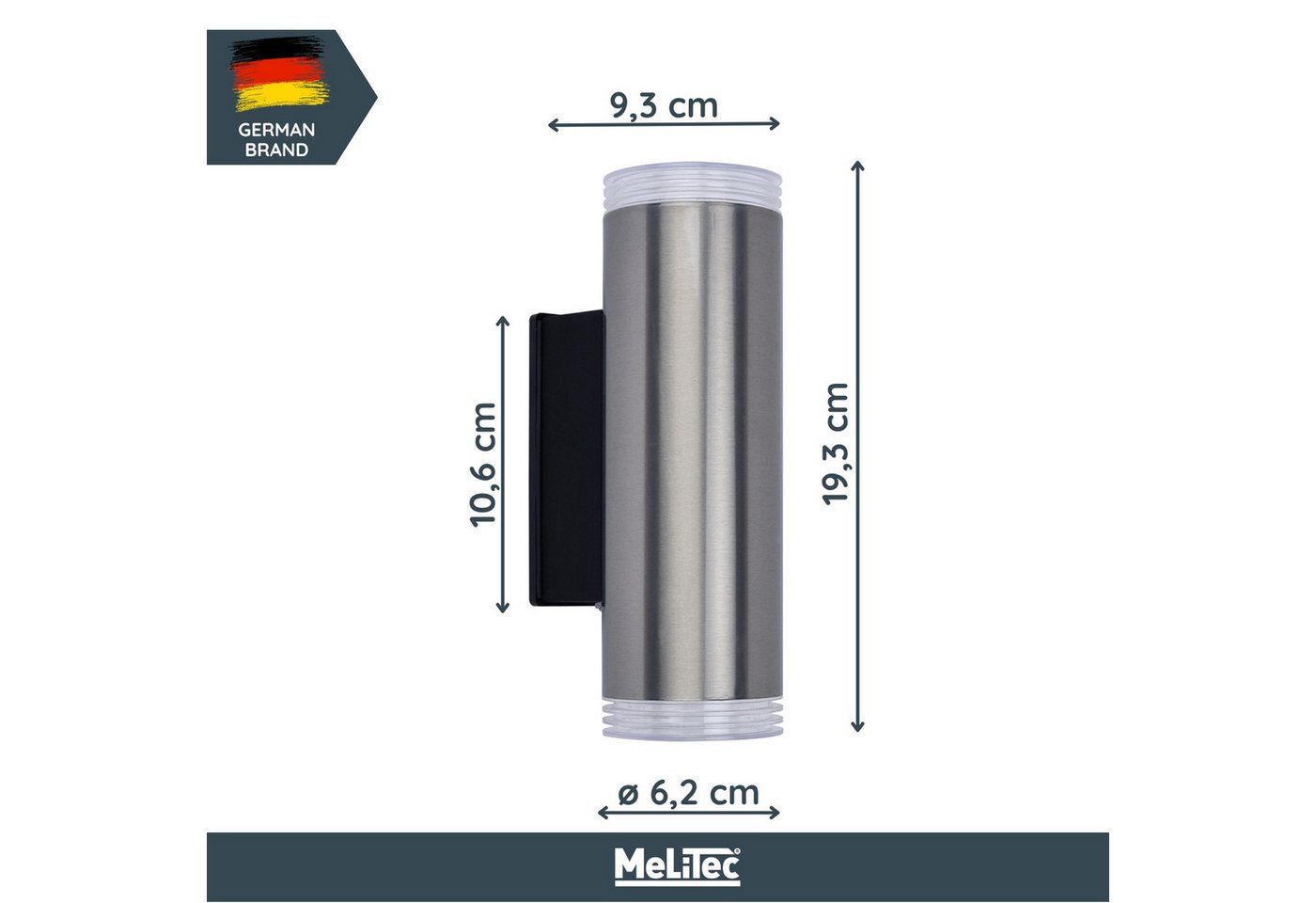 MeLiTec Wandleuchte LED Wand-Außenleuchte 145 & 145-1, schwarz matt oder silber, Up and Down Leuchte für innen und außen, IP44, moderne LED-Wandlampe Bild 4