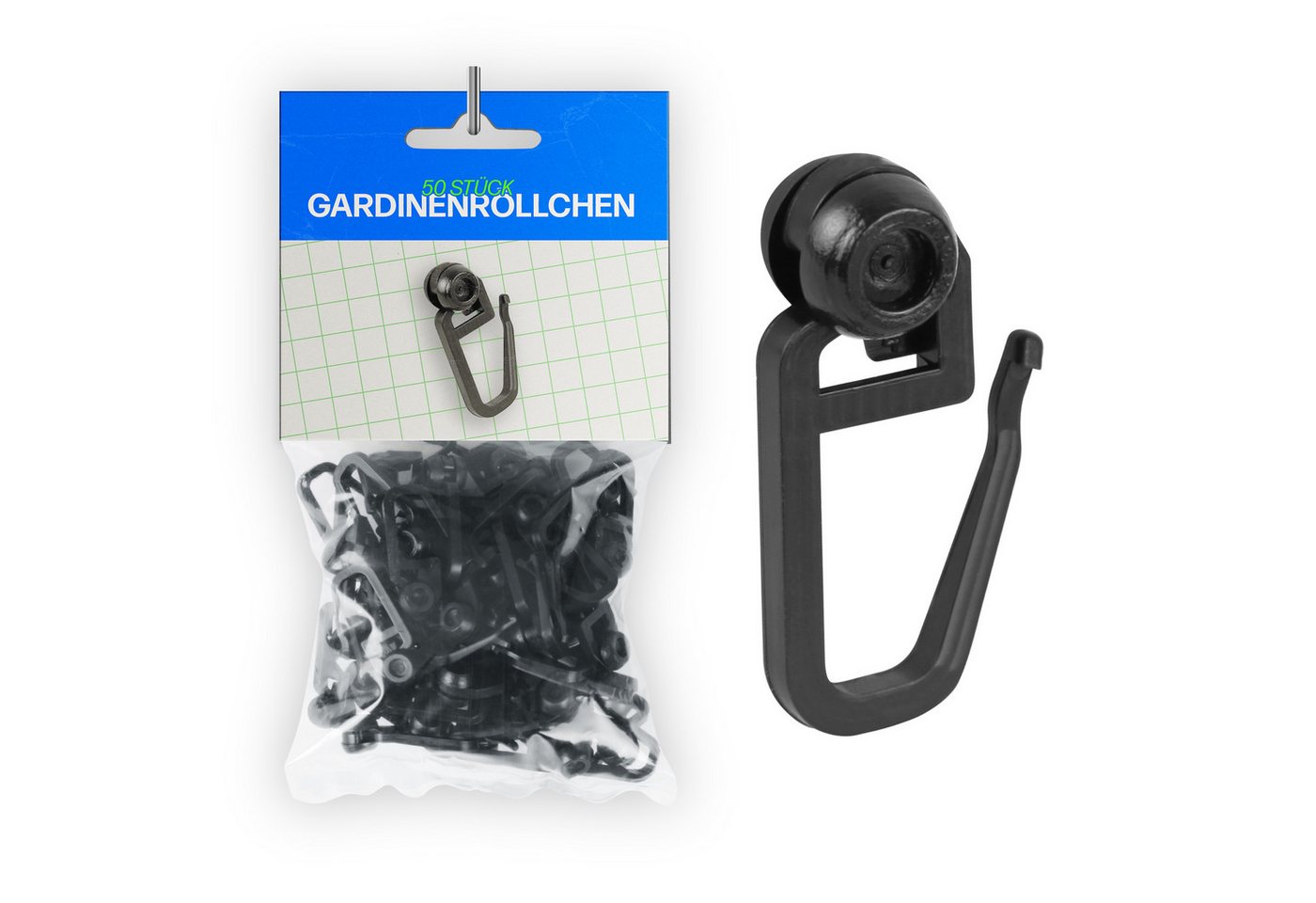 Bestlivings Gardinenröllchen Rollendurchmesser Ø8mm, Gardinenschienen mit Innenlauf, (50-St), für Innenlauf 4–6mm (Weiß) für Kräuselband, Faltenband, Universalband Bild 5